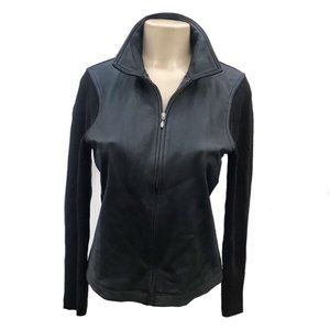 Petite Charter Club Black Leather & Knit Jacket